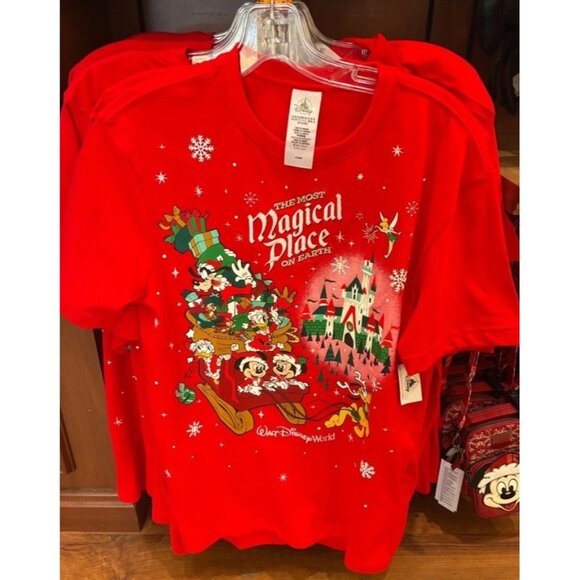 2025 Disney Parks Christmas Shirt Magical place Small Mickey Minnie Holidays - Picture 1 of 2